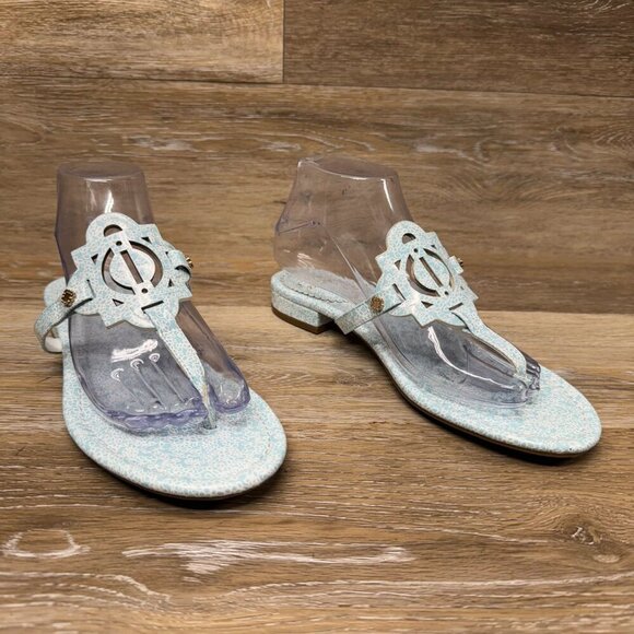 Crown & Ivy Wylie Blue/White Thong Sandals Women's Size 8 - Picture 6 of 6